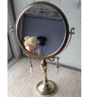 Зеркало Имперское PV600 в блестящей латуни (декор жемчуг)