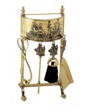 Каминный набор "Корабль" (совок. метелка, щетка, кочерга) в блестящей латуни