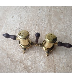 Набор для сухих приправ с деревянными ручками 00663 в блестящей и состаренной латуни