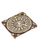 Подставка под горячее квадратная в блестящей и состаренной латуни