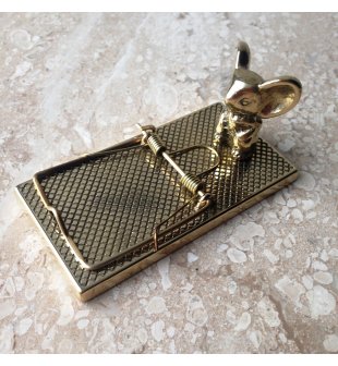 Пресс-папье "Мышеловка" 01118 в блестящей и состаренной латуни