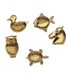 Набор из 5 пепельниц в блестящей латуни