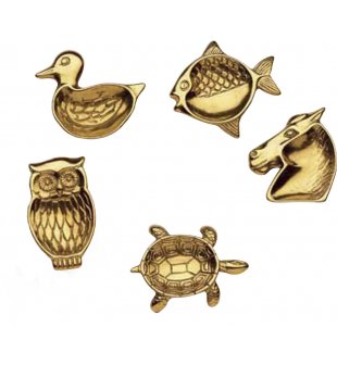 Набор из 5 пепельниц в блестящей латуни