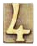 Цифра "4" на дверь в состаренной латуни