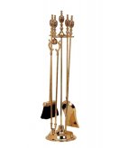 Каминный набор (совок, метелка, щипцы, кочерга) в блестящей и состаренной латуни