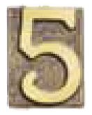 Цифра "5" на дверь в состаренной латуни