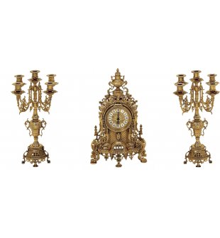 Набор часы и два подсвечника ДИММАРК 01234, блестящая и состаренная латунь