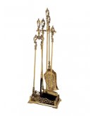 Каминный набор (совок, метелка, щипцы, кочерга) в блестящей и состаренной латуни