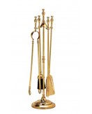 Каминный набор (совок, метелка, щипцы, кочерга) в блестящей латуни