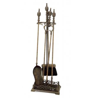 Каминный набор (совок, метелка, щипцы, кочерга) в состаренной латуни