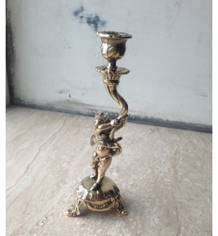 Подсвечник Диммарк Путти DX 01336, блестящая и состаренная латунь