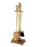 Каминный набор (совок, метелка, щипцы, кочерга) в состаренной латуни