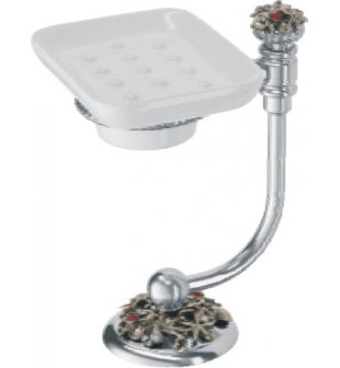 Мыльница (керамика на подставке, цвет хром, декор состаренное серебро) MARE