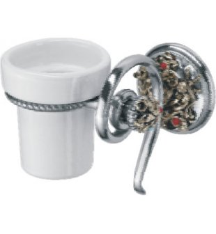 Стакан для ванной комнаты (керамика, цвет хром, декор состаренное серебро) MARE