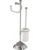 Щеткодержатель с держателем для бумаги напольный (цвет хром, декор состаренное серебро) MARE