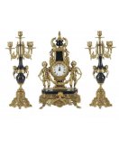 Набор два канделябра и часы ДИММАРК 415-440М, блестящая латунь, черный мрамор