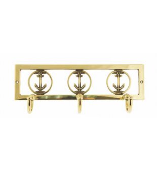 Вешалка для одежды "Якорь" (3 крючка) в блестящей латуни