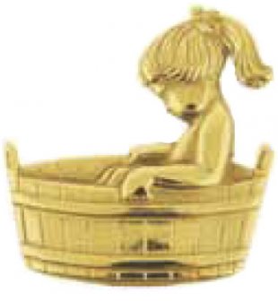 Аксессуар-табличка настенная для туалета "Девочка" в блестящей латуни