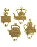 Набор крючков "Кофеварка" (4 шт.) в блестящей латуни