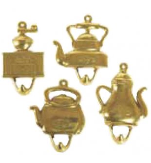 Набор крючков "Кофеварка" (4 шт.) в блестящей латуни