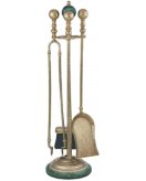 Каминный набор (кочерга, щипцы, совок, метелка) мрамор зеленого цвета, цвет античный 1193AMV