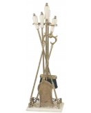 Каминный набор (кочерга, щипцы, совок, метелка) мрамор бежевого цвета, цвет античный 1185AMC