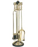 Каминный набор (кочерга, щипцы, совок, метелка) мрамор черного цвета, цвет блестящий 1193LMN