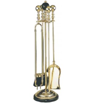 Каминный набор (кочерга, щипцы, совок, метелка) мрамор черного цвета, цвет блестящий 1193LMN