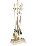 Каминный набор (кочерга, щипцы, совок, метелка) мрамор бежевого цвета, цвет античный 1185LMC