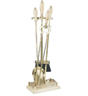 Каминный набор (кочерга, щипцы, совок, метелка) мрамор бежевого цвета, цвет античный 1185LMC