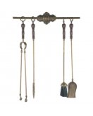 Каминный набор настенный - держатель и 4 аксессуара 131898 в состаренной латуни
