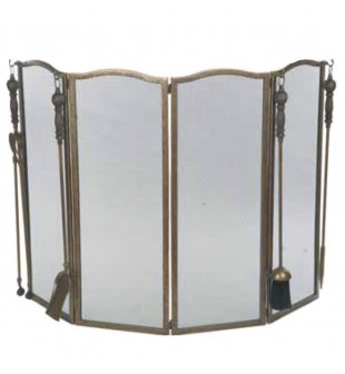 Экран декоративный (4 створки) для защиты от искр 131899 в состаренной латуни