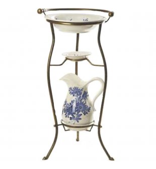 Столик с керамической чашей, блюдцем и кувшином 3.168А в состаренной латуни