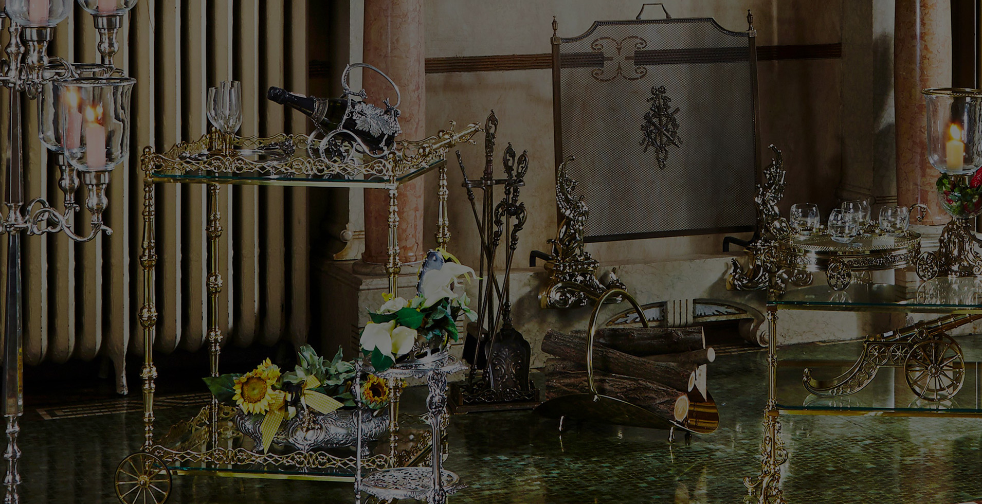 Дровница Диммарк 131693 блестящая, античная латунь