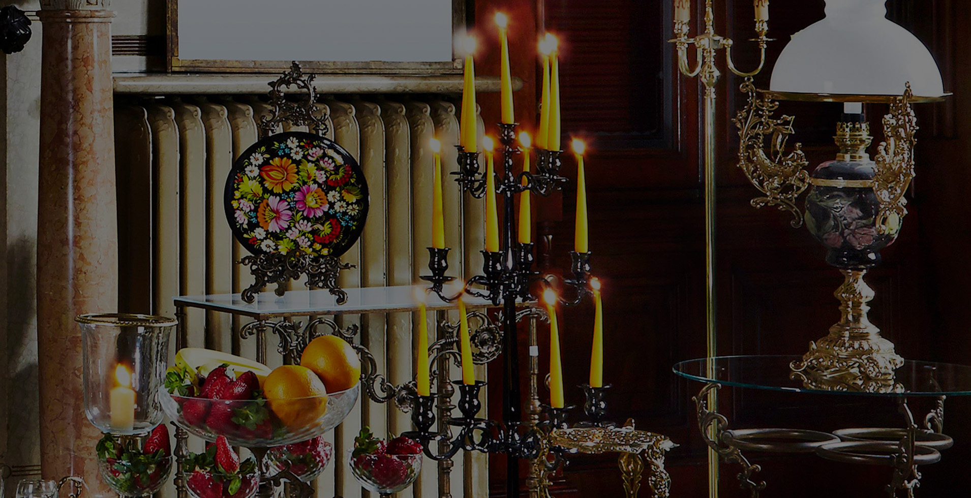 Столик Диммарк 00373, блестящая и античная латунь