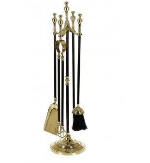 Аксессуар для камина (кочерга, щипцы, совок, метелка) 1100N в блестящей латуни