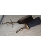 Каминный аксессуар (совок, метелка) в блестящей и состаренной латуни