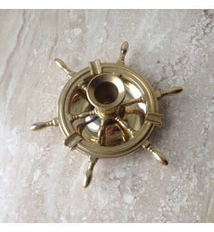 Пепельница - подсвечник Штурвал F-178 в блестящей латуни